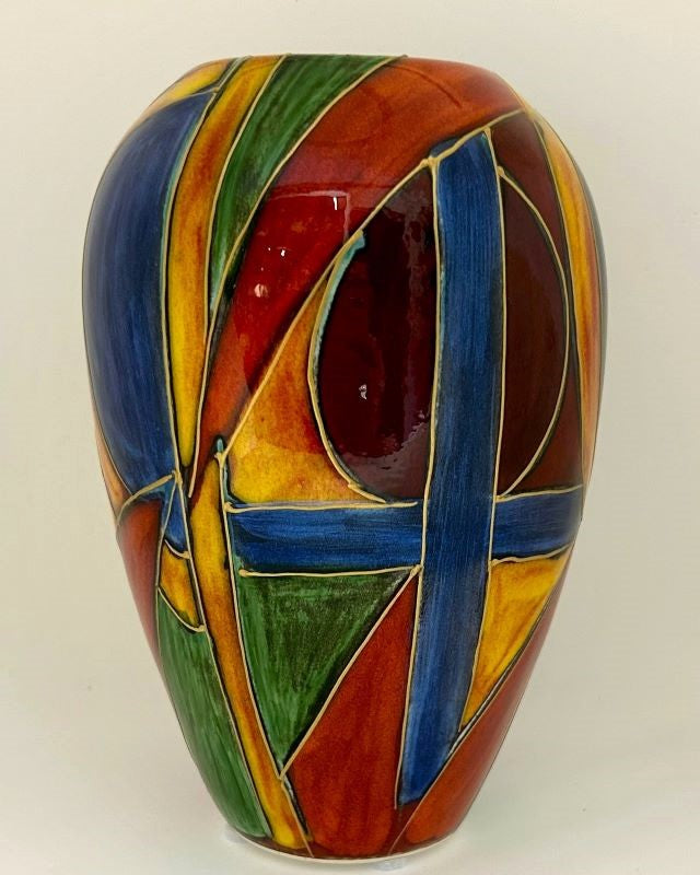Anita Harris Art Pottery Art Deco Jazz Delta Vase - Tall