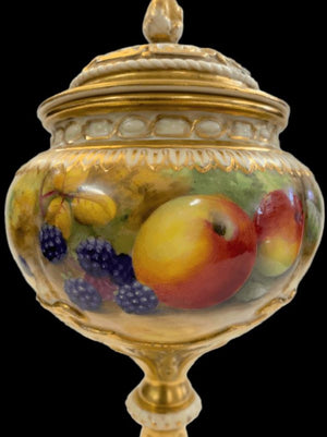 Royal Worcester Fruit Study Pedestal Pot-Pourri  - Signed H. H. Price