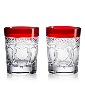 Waterford Crystal 2023 Times Square "Love" Ruby Banded DOF Pair - Ltd Ed