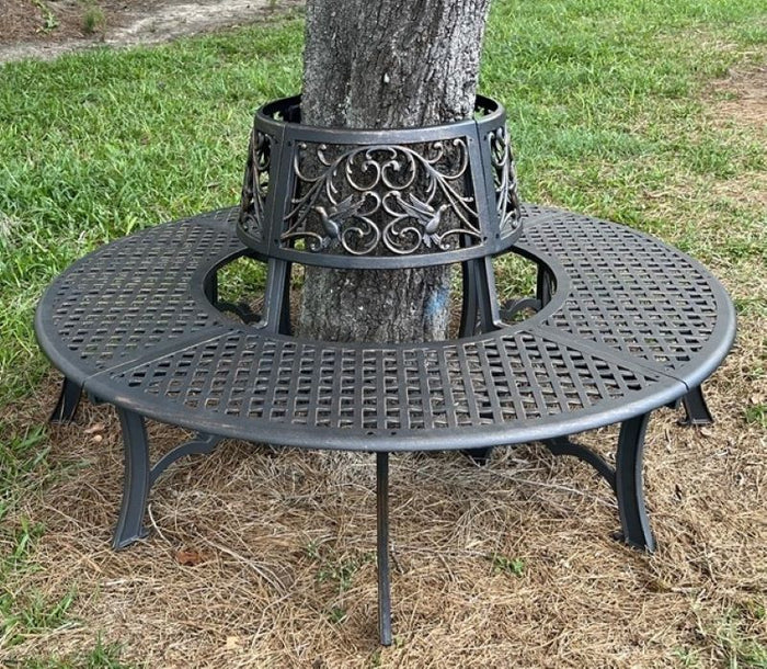 Cast Iron Tree Surround Bench Hummingbird