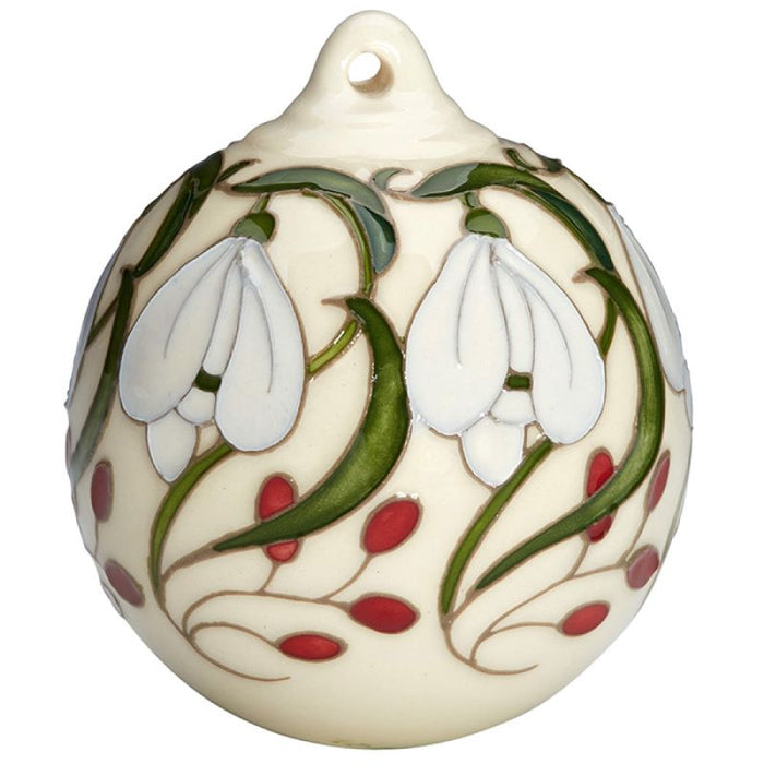 Moorcroft Christmas Snowdrop Ribbons Bauble Ornament