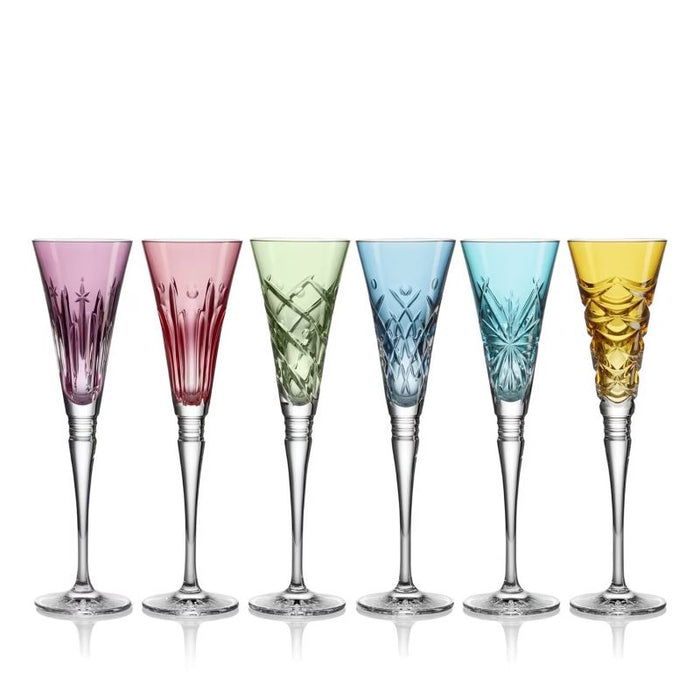 Waterford Crystal 2023 Winter Wonders Set of 6 Assorted Colors Flutes - Ltd Ed