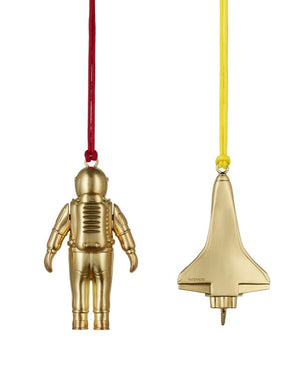 Waterford 2024 Christmas Golden Ornaments - Toys Spaceman & Rocket  Set of 2