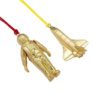 Waterford 2024 Christmas Golden Ornaments - Toys Spaceman & Rocket  Set of 2