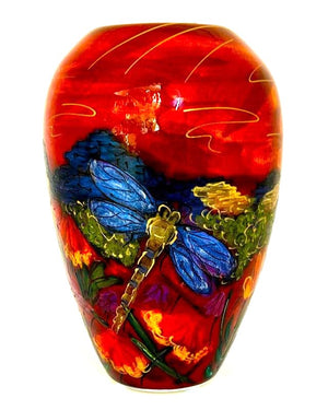 Anita Harris Art Pottery The Three Sisters and The Giant Dragonfly - Blue Mountains of Sydney Delta Vase - Tall