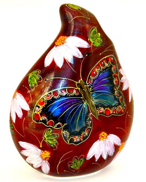 Anita Harris Art Pottery Butterfly & Echinacea Teardrop Vase - Small