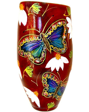 Anita Harris Art Pottery Butterfly & Echinacea Triangle Vase - Medium