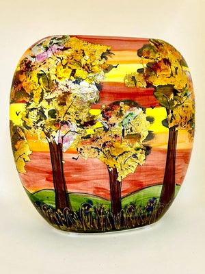 Anita Harris Art Pottery Pastel Landscape Purse Vase - Medium