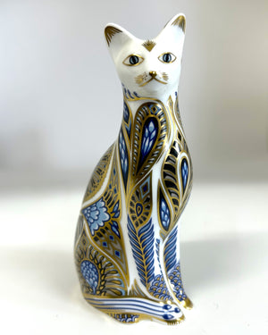 Royal Crown Derby Siamese Blue Point Cat Paperweight