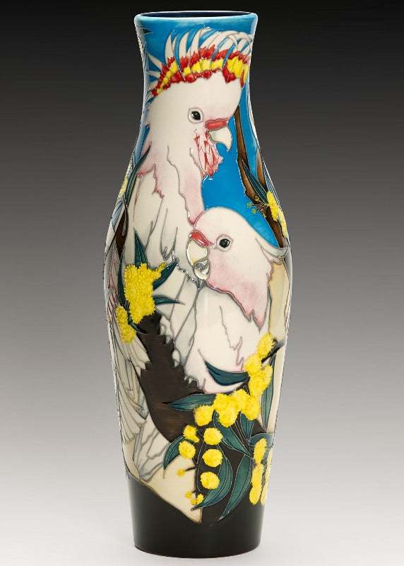 Moorcroft Major Mitchell Cockatoo Vase 120/16 - Ltd Ed 75