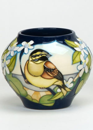 Moorcroft Cirl Bunting Vase 402/4 - Ltd Ed 30