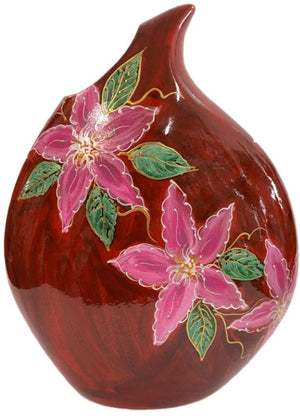 Anita Harris Art Pottery Pink Clematis Teardrop Vase - Large