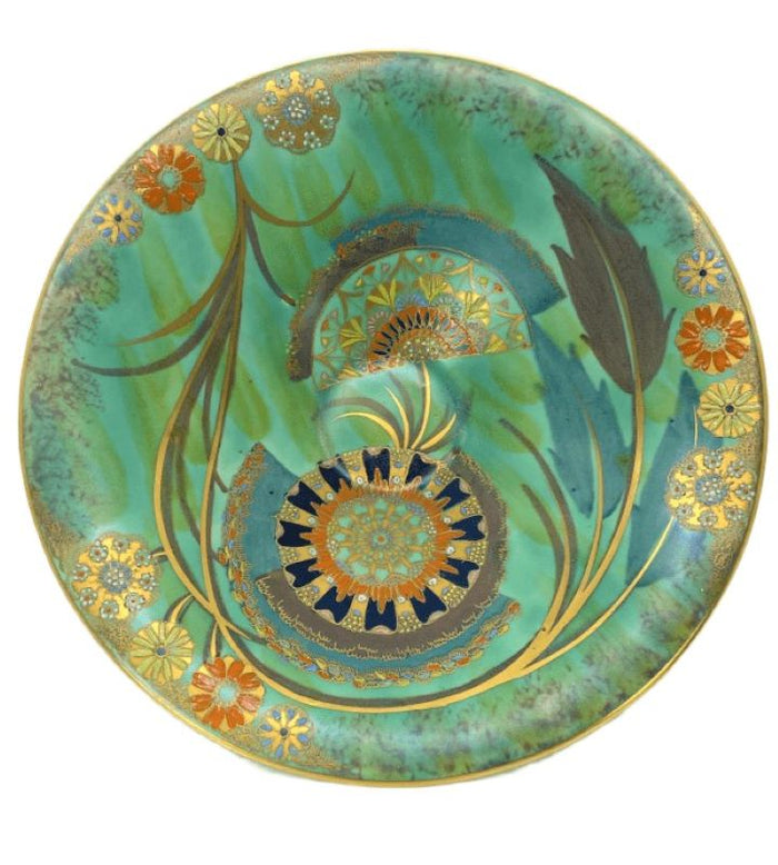 Carlton Ware Art Deco Flower & Falling Leaf Pattern Footed Conical Bowl