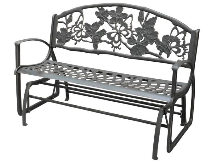 Cast Iron Rocking Bench - Butterfly