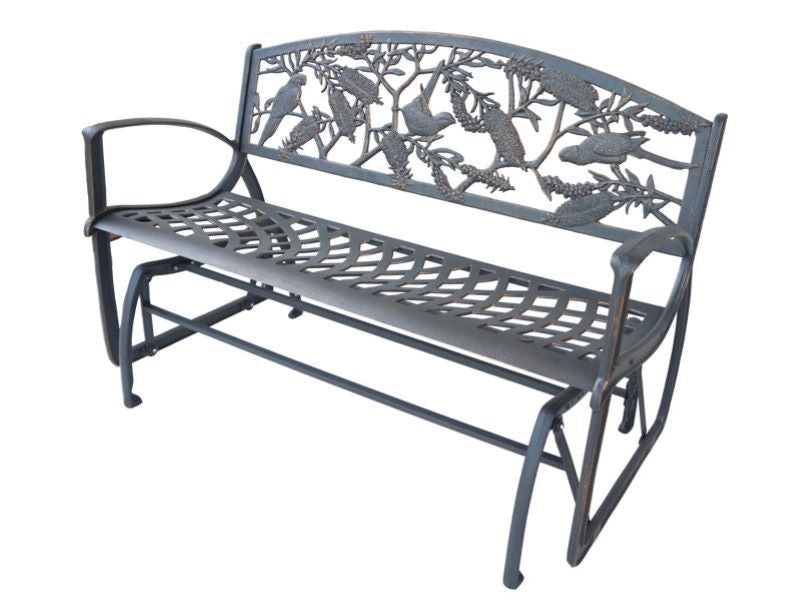 Cast Iron Rocking Bench - Rosella & Bottle Brush – Faulconbridge ...