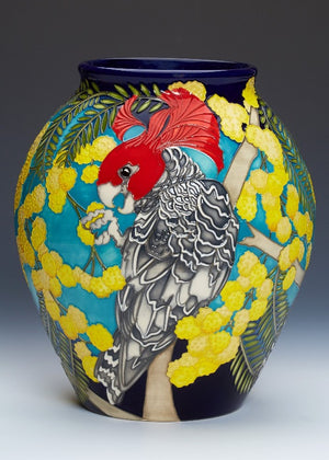 Moorcroft Faulconbridge Antiques Exclusive Gang Gang Cockatoo's Vase 46/10 - TRIAL