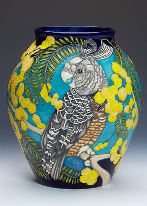 Moorcroft Faulconbridge Antiques Exclusive Gang Gang Cockatoo's Vase 46/10 - TRIAL