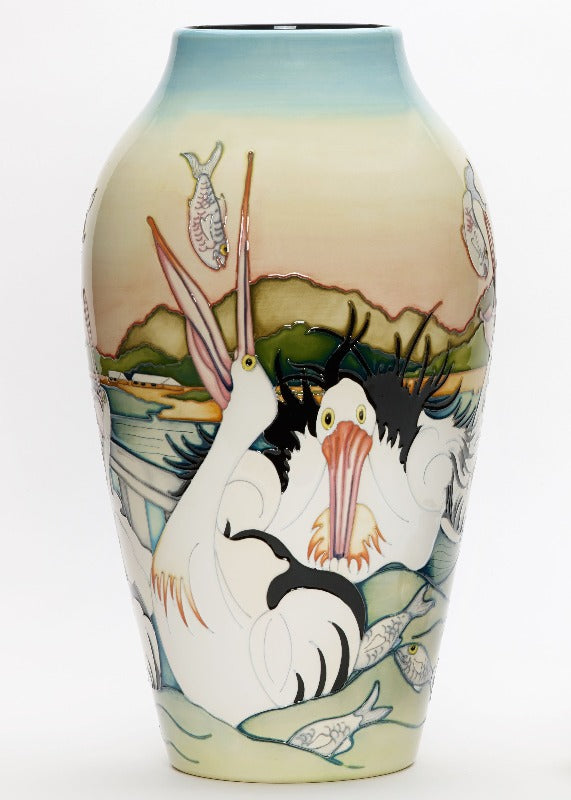 Moorcroft Pelican Parade Vase 200/15 - Ltd Ed 20