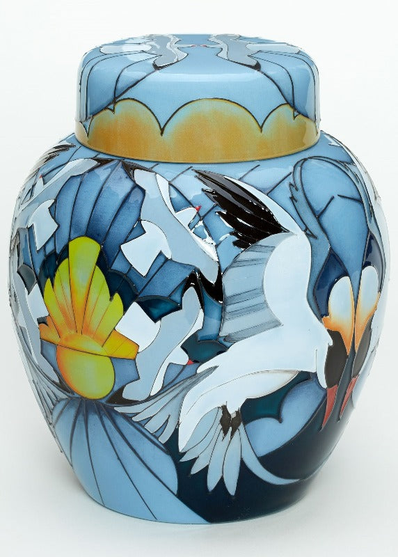 Moorcroft Silver Gulls Ginger Jar 769/8 - Ltd Ed 25