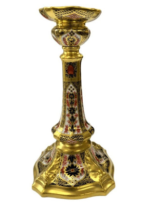 Royal Crown Derby Old Imari Solid Gold Band Castleton Candlestick