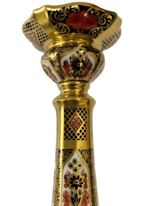 Royal Crown Derby Old Imari Solid Gold Band Castleton Candlestick