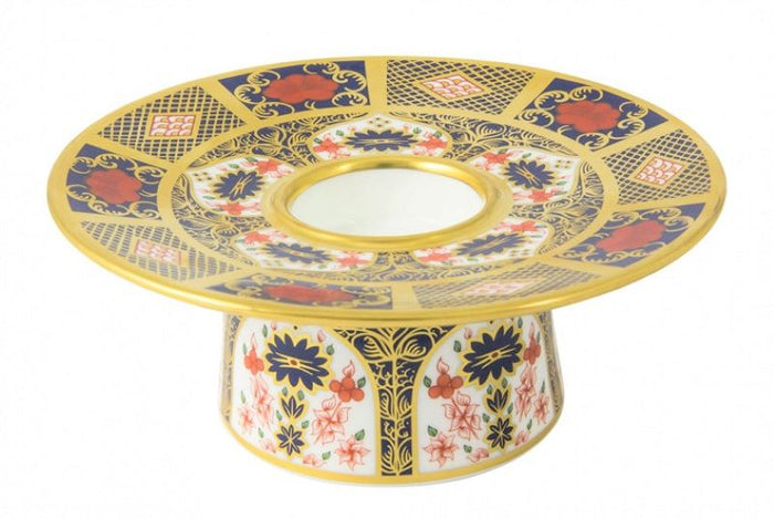 Royal Crown Derby Old Imari Solid Gold Band Round Candleholder