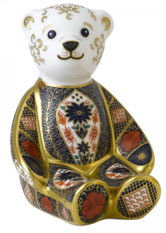 Royal Crown Derby Old Imari Solid Gold Band Bear Paperweight