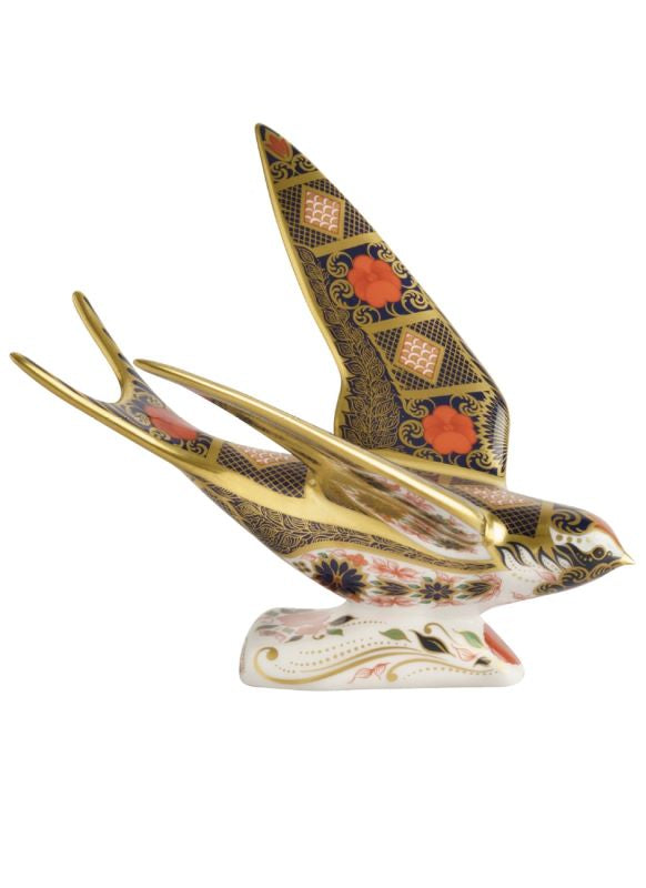 Royal Crown Derby Old Imari Solid Gold Band Swallow Paperweight