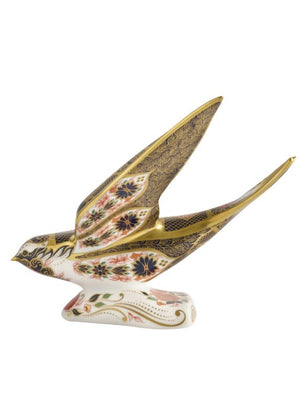 Royal Crown Derby Old Imari Solid Gold Band Swallow Paperweight