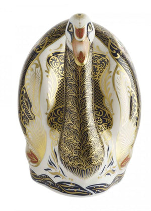 Royal Crown Derby Old Imari Solid Gold Band Swan Paperweight