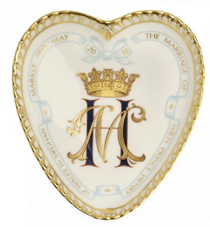 Royal Crown Derby Royal Wedding Prince Harry & Meghan Heart Shape Tray