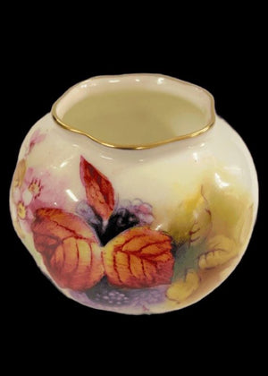 Royal Worcester Blackberries Scalloped Vase - Signed M. Miller