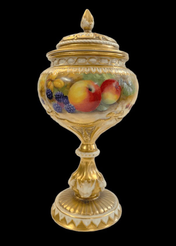 Royal Worcester Fruit Study Pedestal Pot-Pourri  - Signed H. H. Price