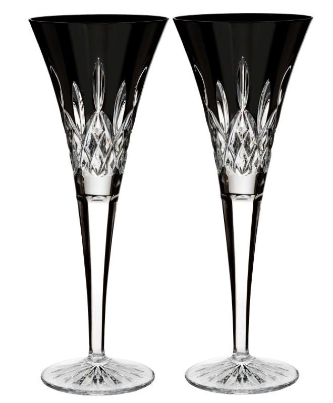 Waterford Crystal Lismore Black Flute Pair